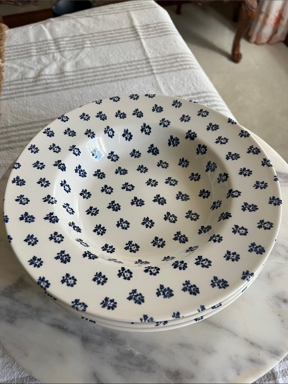 Ralph Lauren Pasta/Soup/Salad Plate with RL Denimware Mark. England. Set of 4.